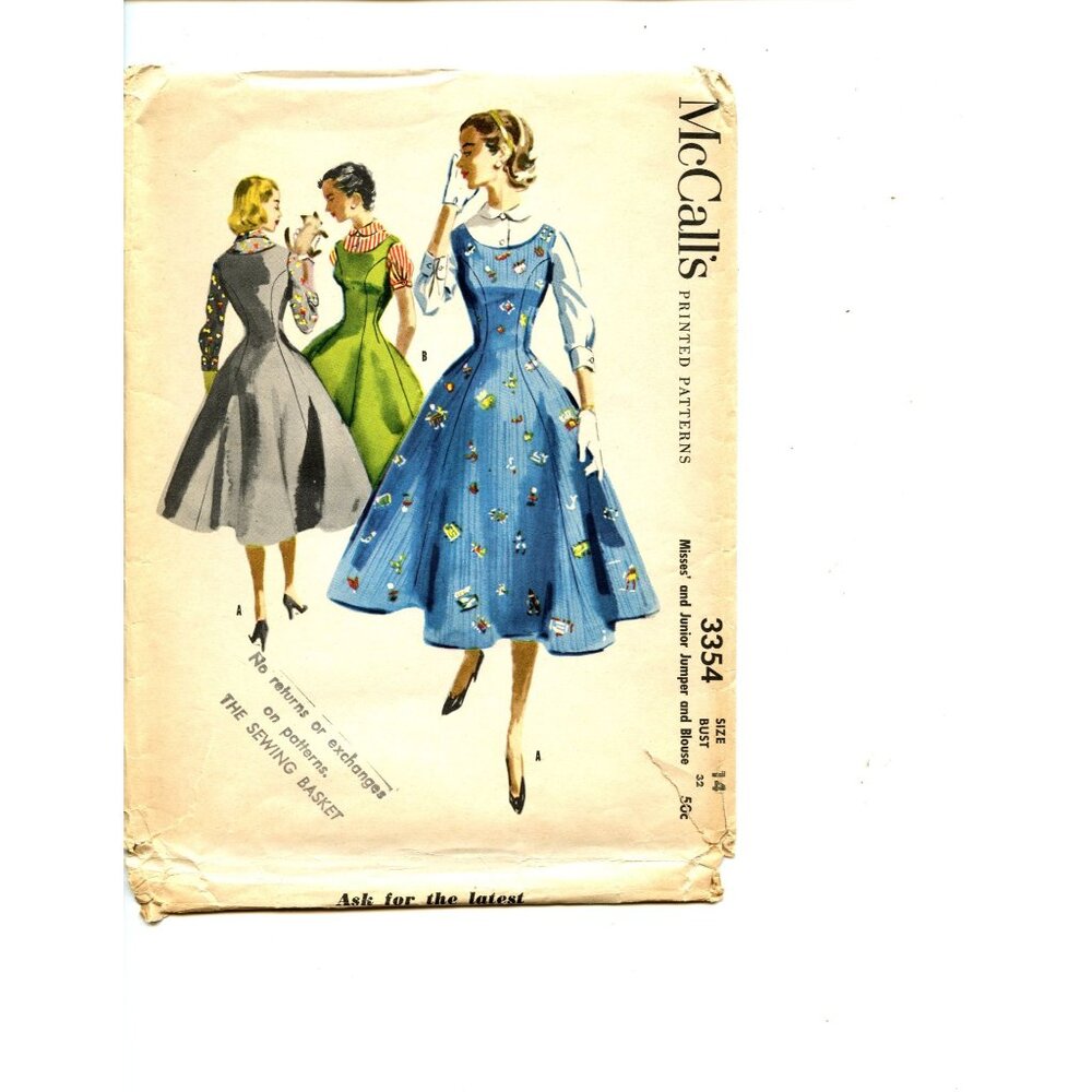 Vintage McCalls Sewing Pattern 3354 Misses & Junior Dress & Jumper Size 14 Bust